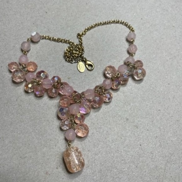 Pretty in Pink Robert Rose Glass Faceted Ab and Crackle Beaded Lariat style - Picture 7 of 7